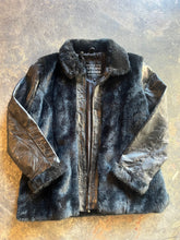 Load image into Gallery viewer, Italian Stone Leather Jacket with Fur
